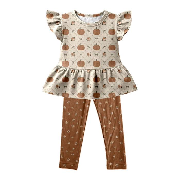 Floral Harvest Bows Ruffle Sleeve Set
