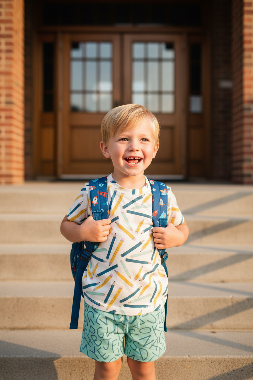 Boy in Back to School Set