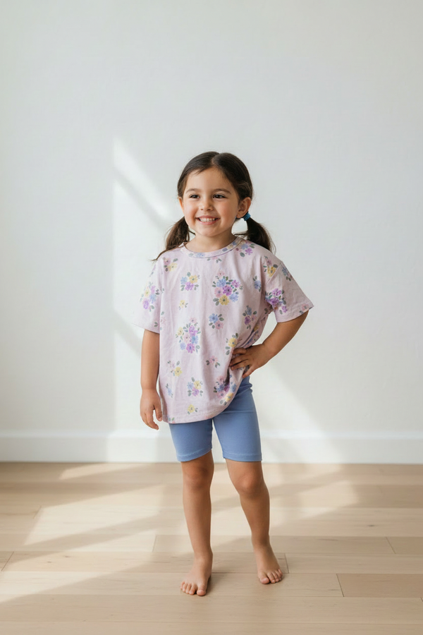 Floral Biker Shirt Set - Matched Print