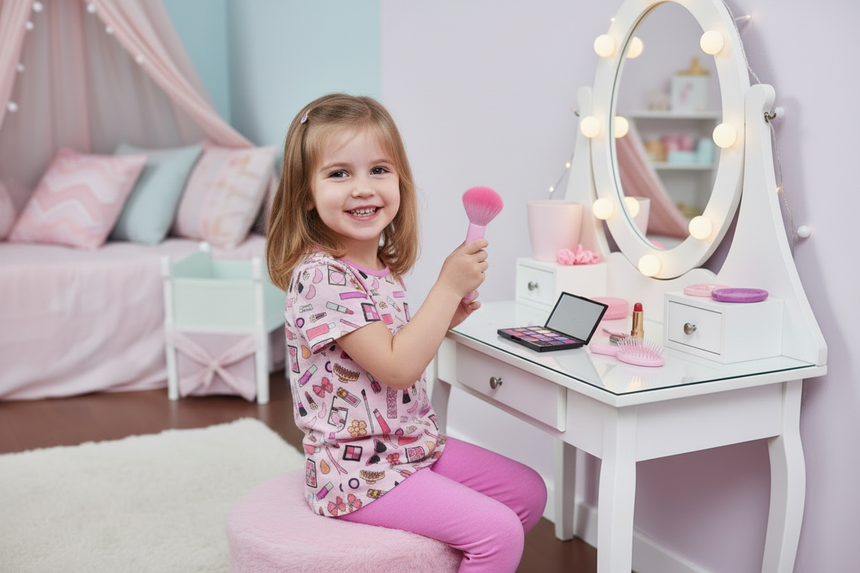 Little Girl at Vanity - No Makeup