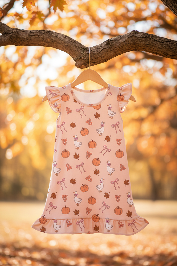 Nightgown on hanger with fall background
