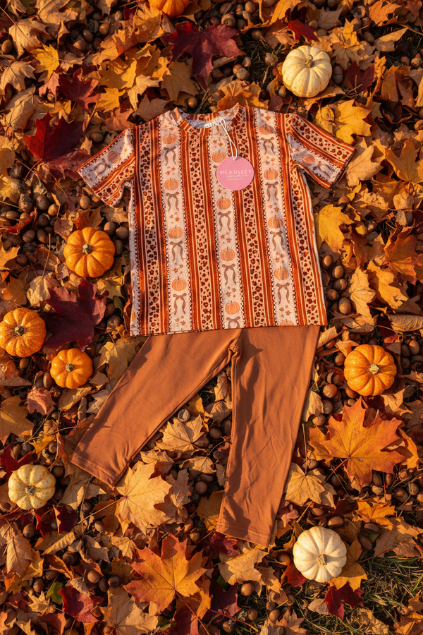 Striped Pumpkin Set Fall Flat Lay