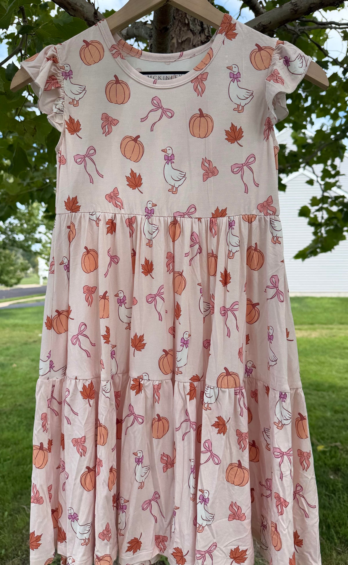 Tiered Girly Goose Flutter Sleeve Dress